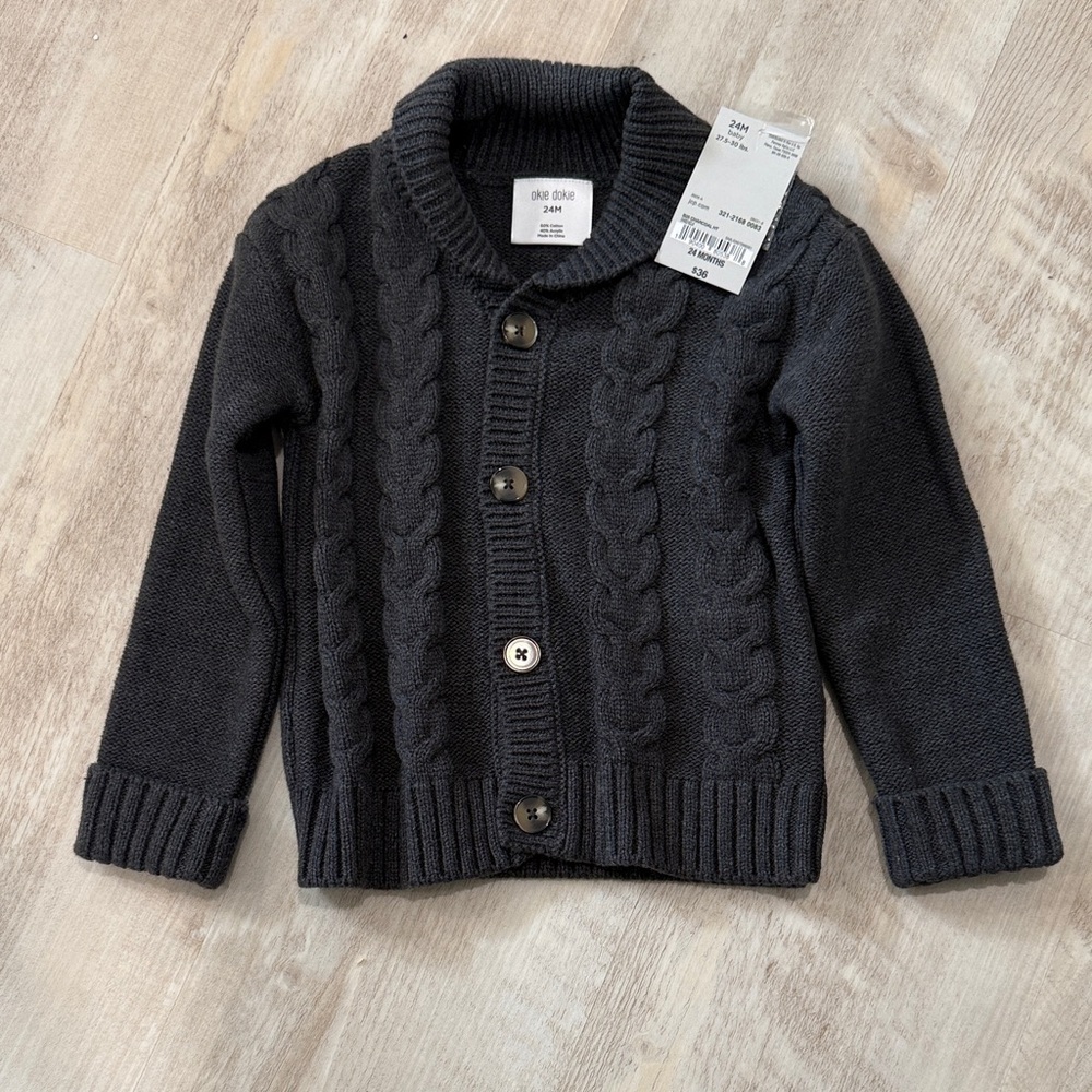 Cozy Cable Knit Cardigan for Kids - Dark Grey